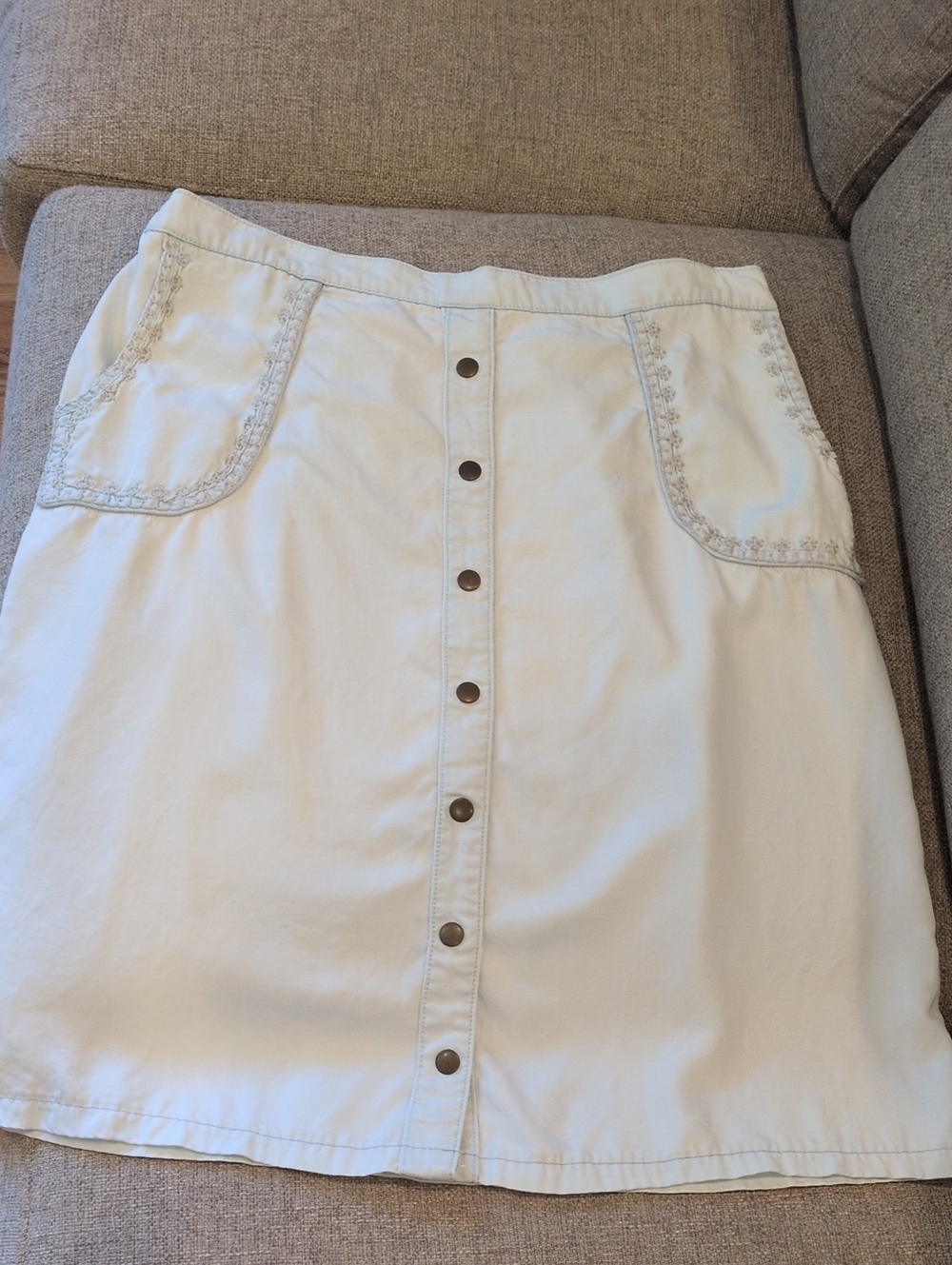 Soft Surroundings Cream Button-Front A-Line Skirt Large